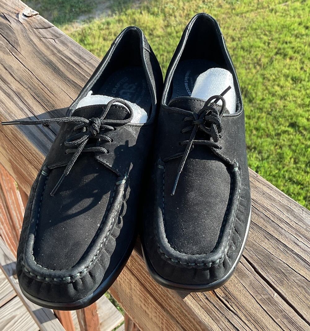 SAS Petra Lace-Up Nubuck Loafers Black‎ Women’s Size 7.5 M